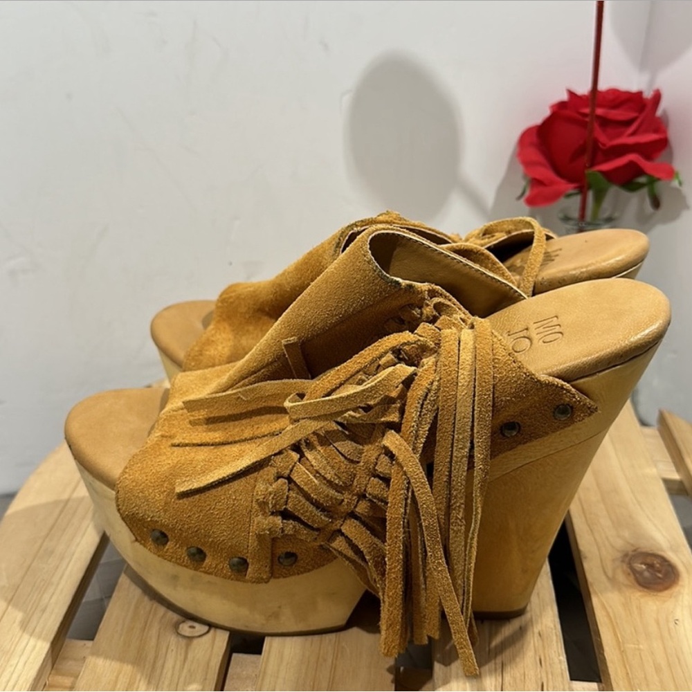 Mojo Moxy Bandalero Fringe Wedge Sandals
